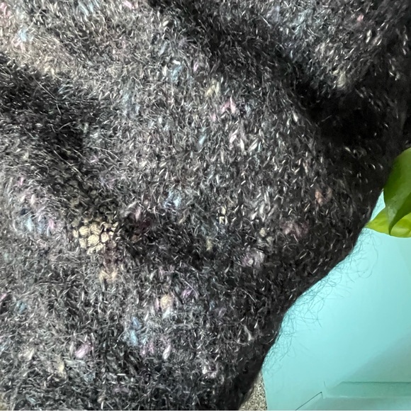 Handknit in Ireland Open Front Wool Mohair Blend Black Women's Cardigan - Picture 4 of 10